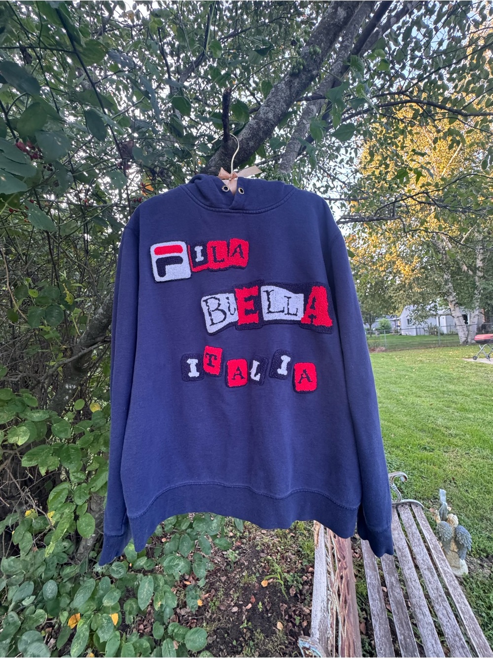 Fila Navy Blue Crewneck Sweatshirt with Red & White Appliques